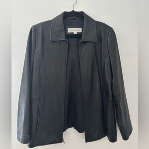 Liz Claiborne Women’s Leather Zip Jacket with pockets